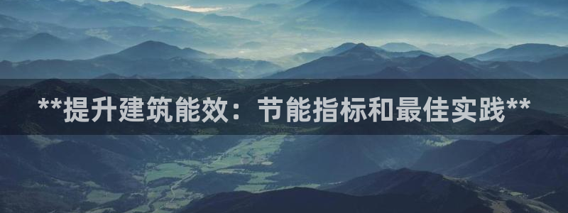 e尊国际娱乐官网地址：**提升建筑能效：节能指标和最佳实践**